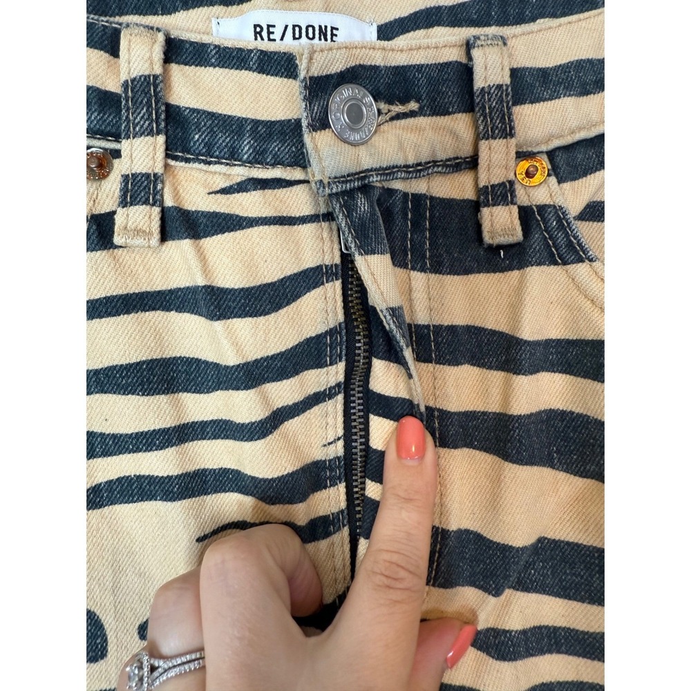 RE/DONE Jeans Women's 26 Y2K Zebra‎ Animal Print Raw Hem Tan Denim - Picture 9 of 12